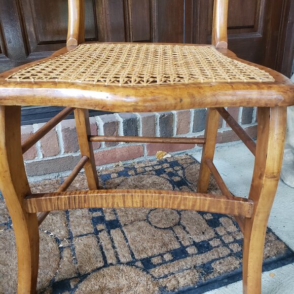 Vintage Ladder Back Wood Cane Seat Accent Chair - Picture 2 of 14